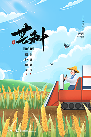 芒种节气简约大气海报