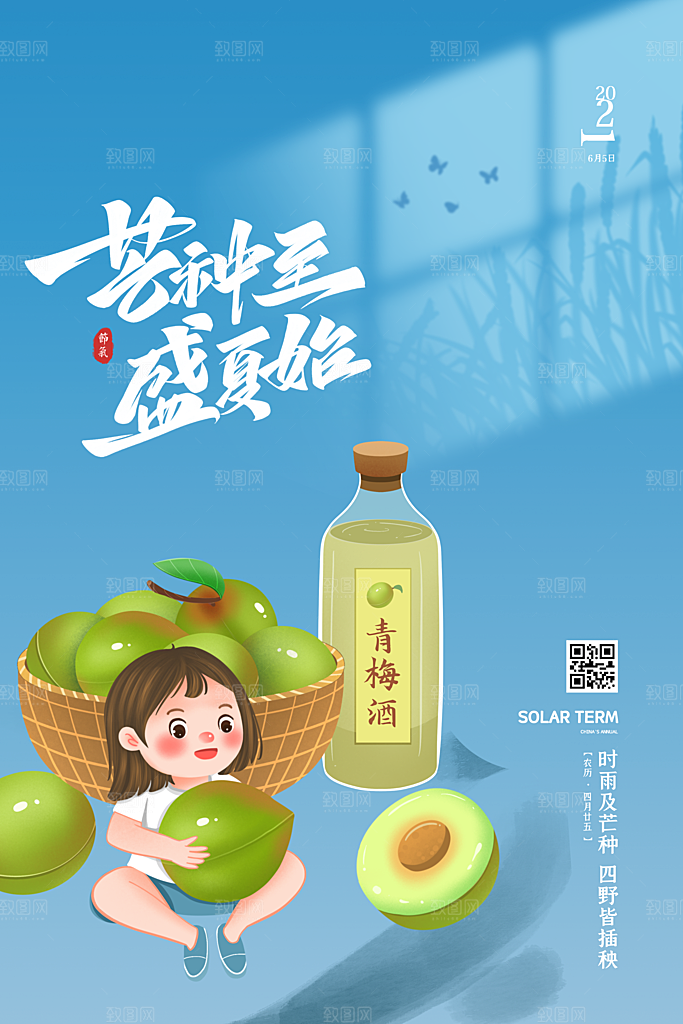 芒种节气简约大气海报