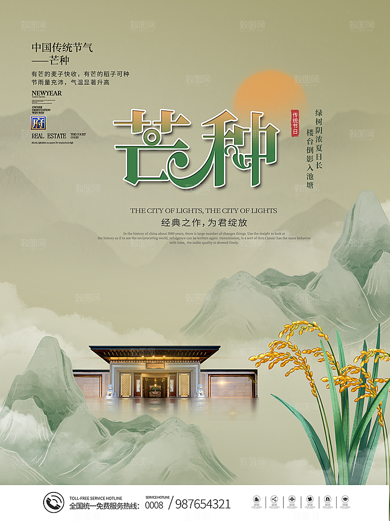 芒种节气简约大气海报