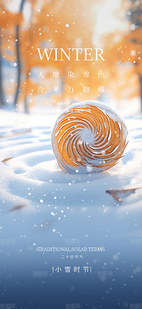 传统二十四节气小雪宣传活动海报