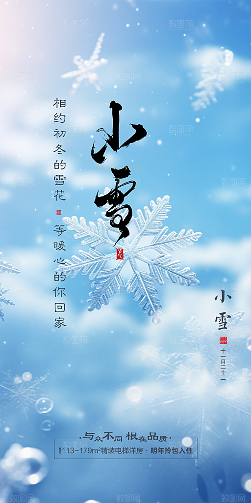 二十四节气小雪冬天宣传活动海报