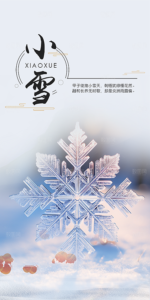 二十四节气小雪冬天宣传活动海报