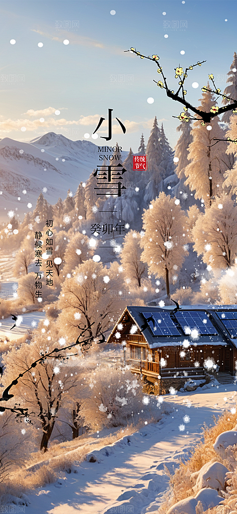 二十四节气小雪冬天宣传活动海报