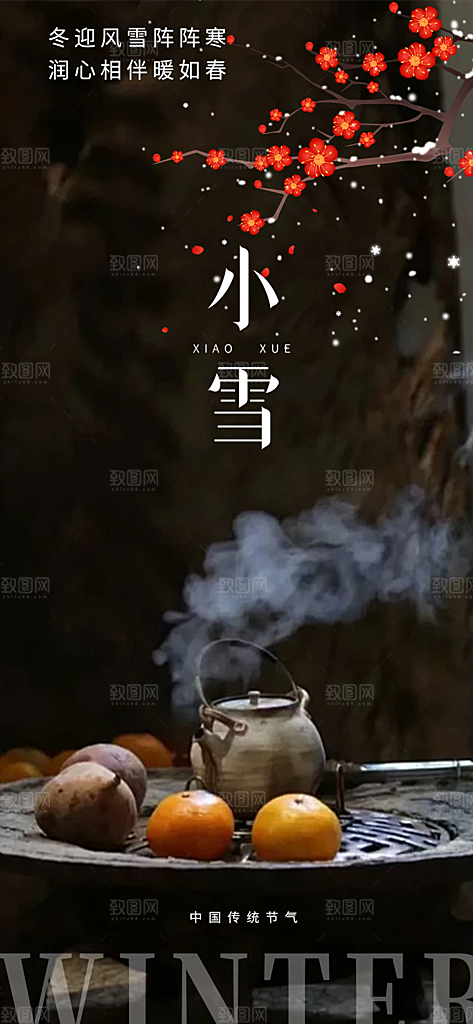 二十四节气小雪冬天宣传活动海报
