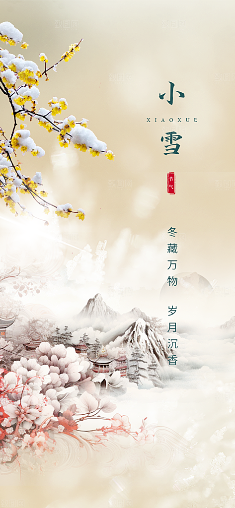 传统二十四节气小雪冬天宣传活动海报