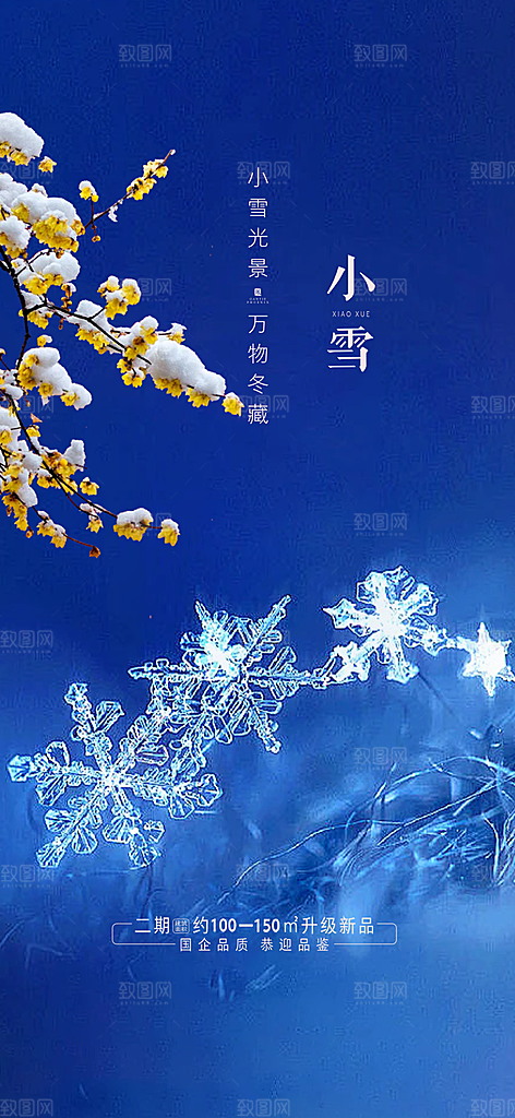 传统二十四节气小雪冬天宣传活动海报