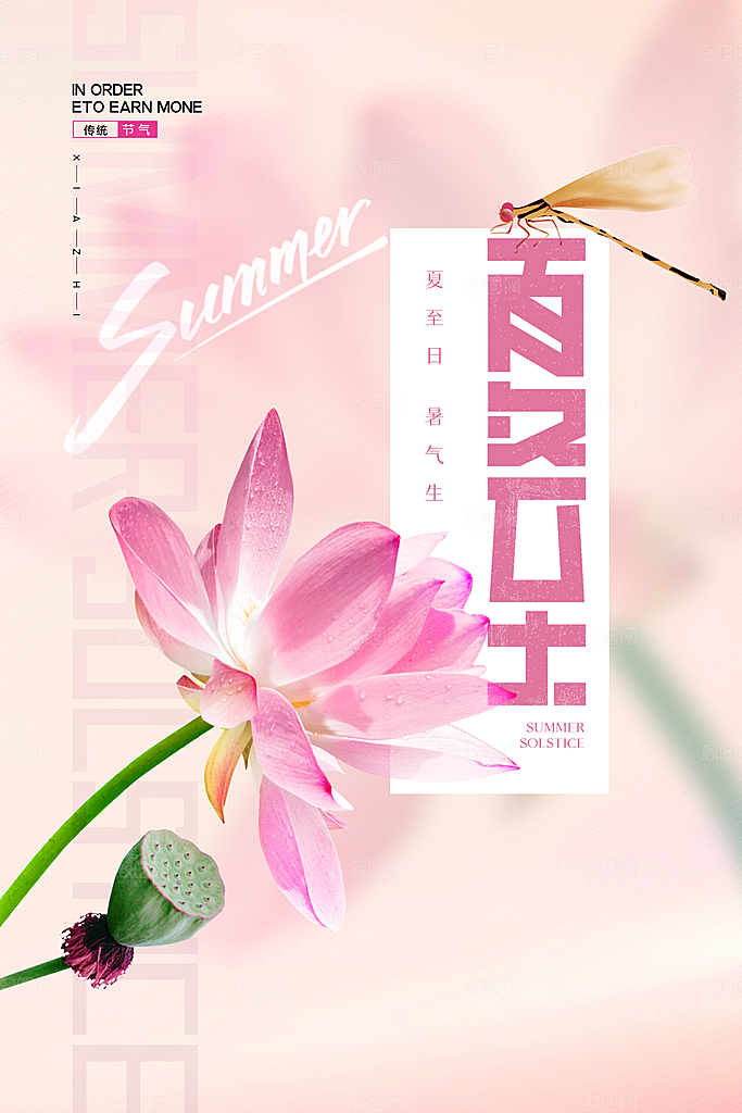 传统节气夏至海报模版