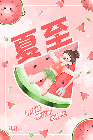 夏至节气简约大气海报