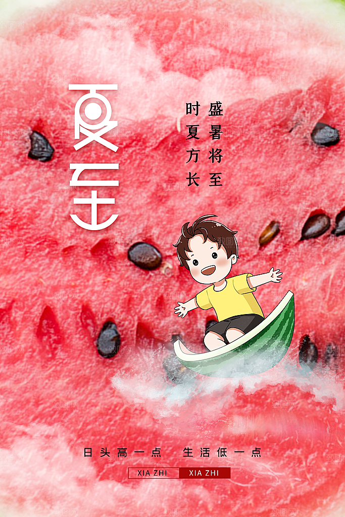 夏至节气简约大气海报