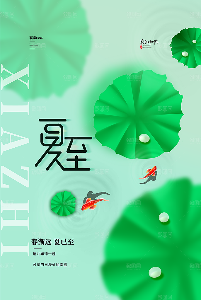 传统节气夏至海报模版