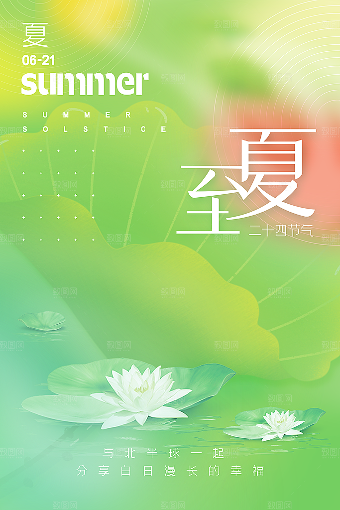 传统节气夏至海报模版