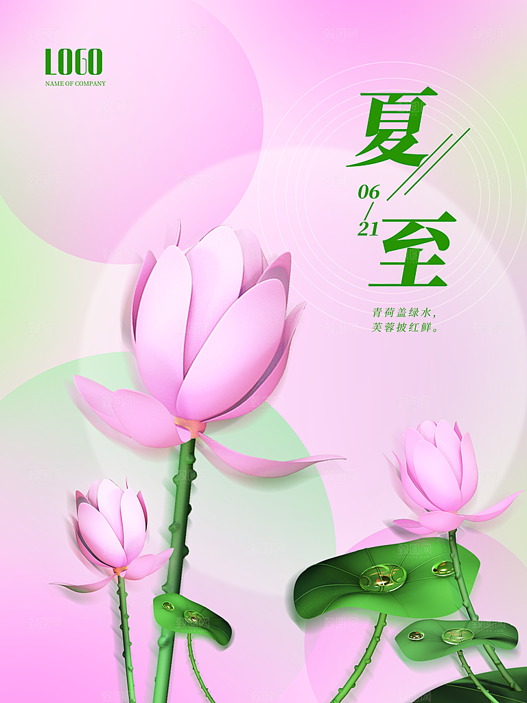夏至节气简约大气海报