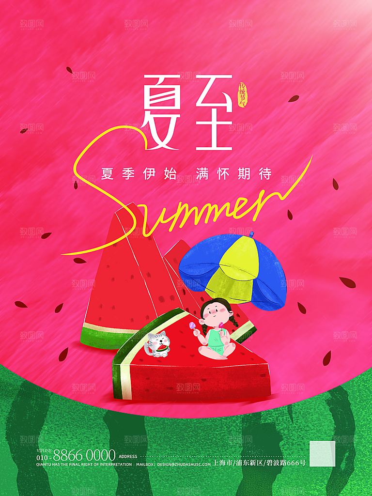 夏至节气简约大气海报