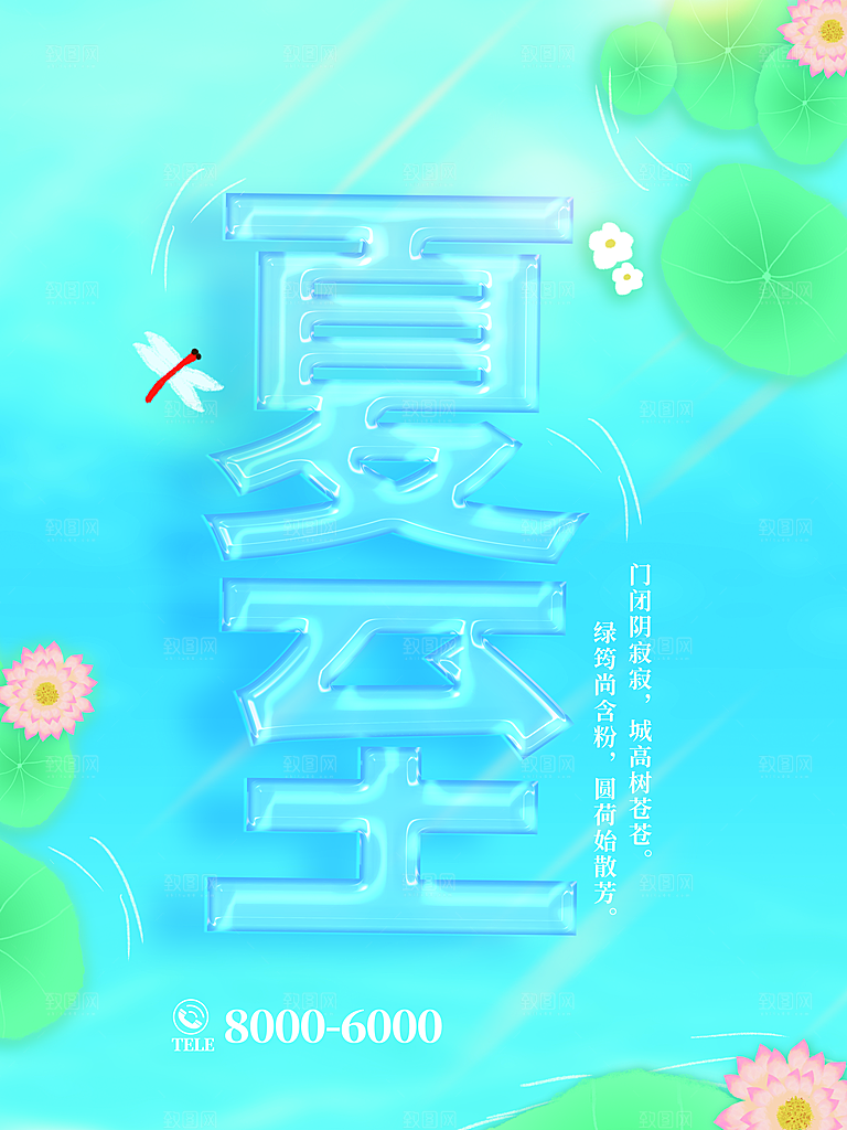 夏至节气简约大气海报