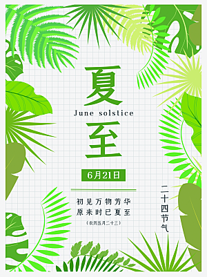 夏至节气简约大气海报
