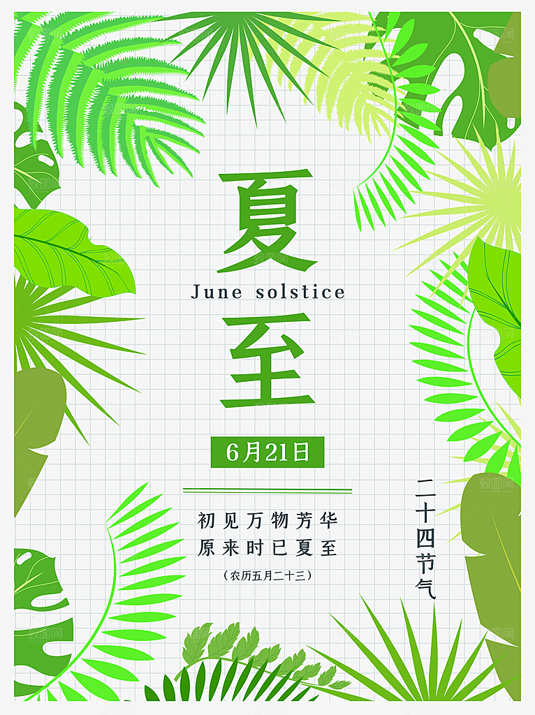 夏至节气简约大气海报