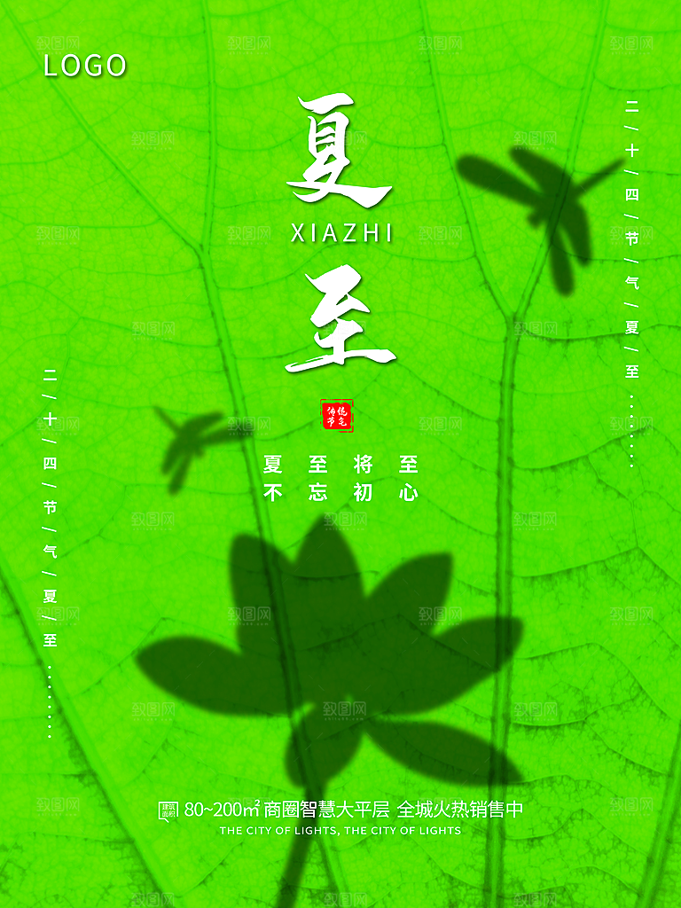 传统节气夏至海报模版