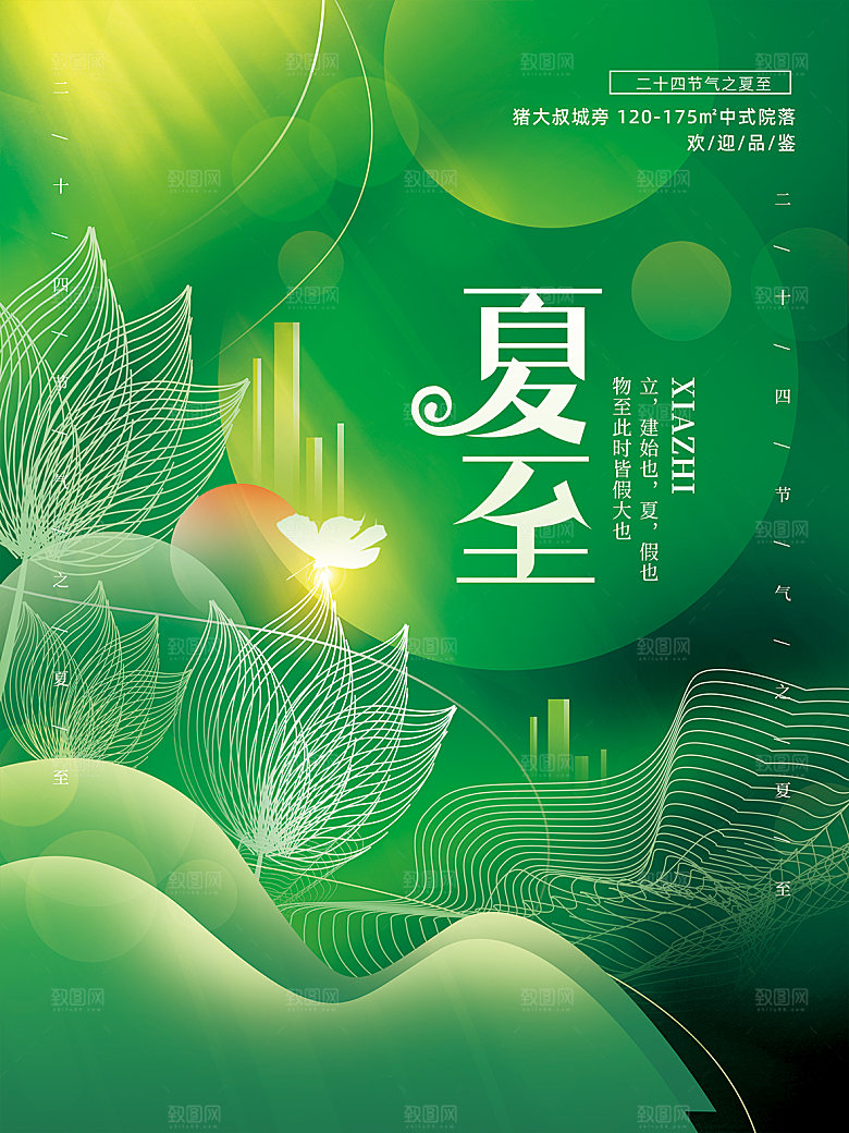 传统节气夏至海报模版