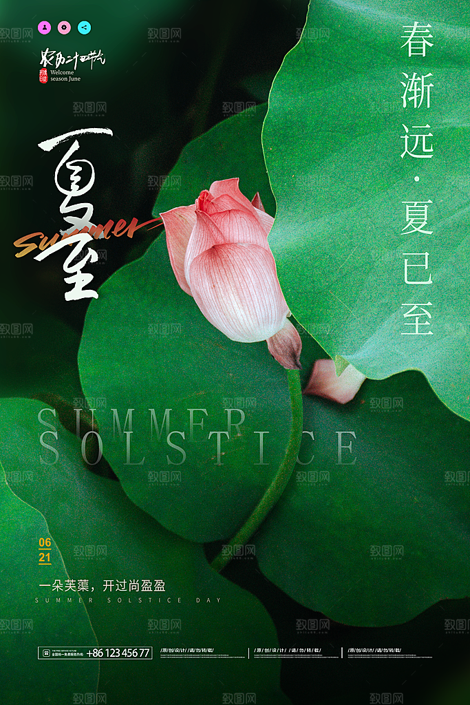传统节气夏至海报模版