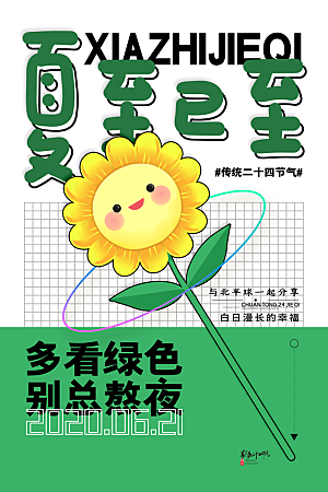 夏至节气简约大气海报