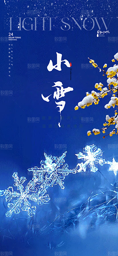二十四节气小雪冬天宣传活动海报
