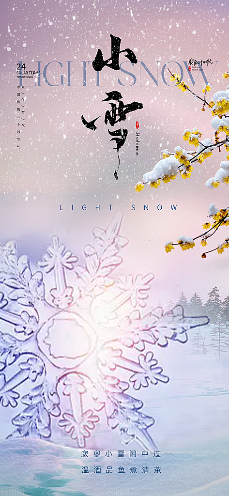 二十四节气小雪冬天宣传活动海报