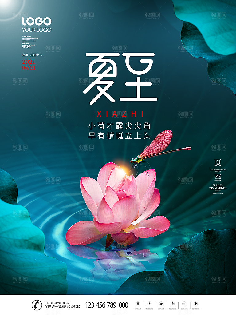 传统节气夏至海报模版