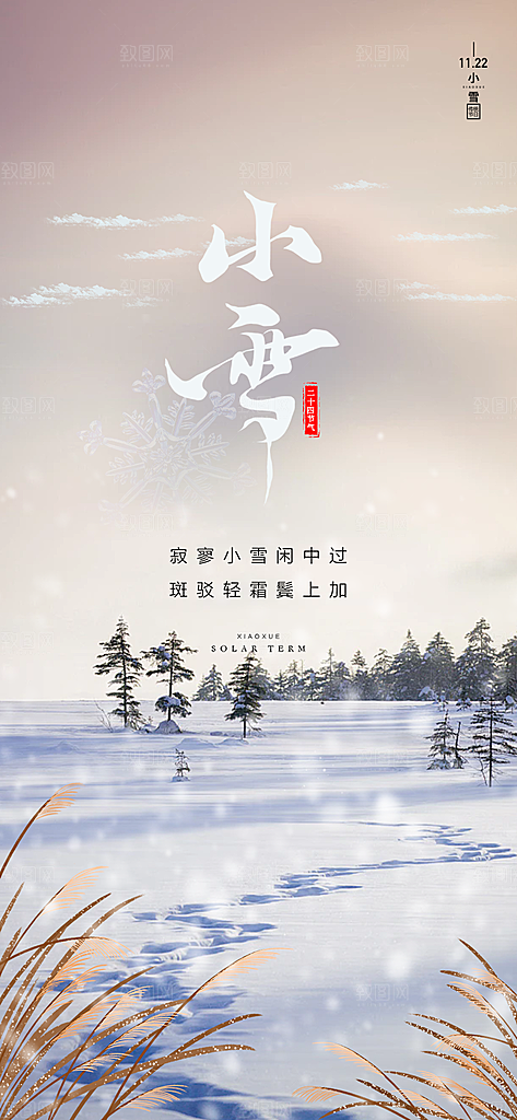 二十四节气小雪冬天宣传活动海报