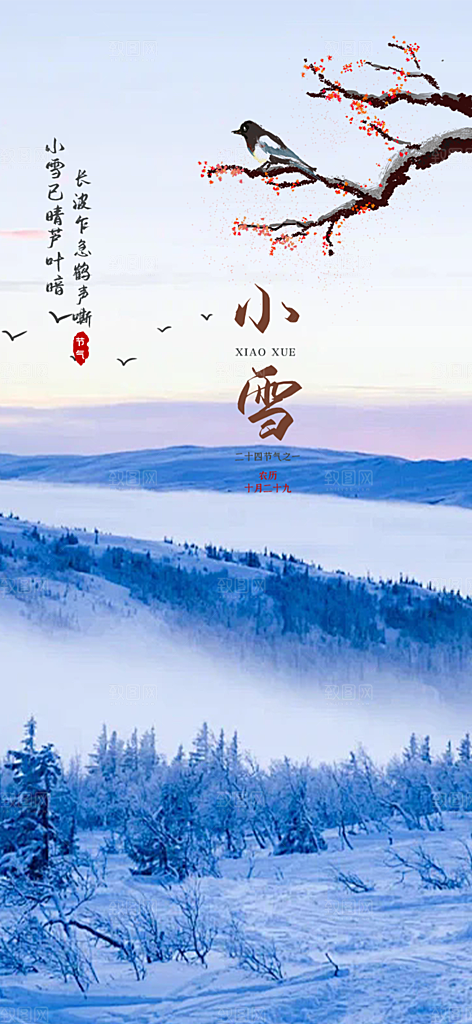 二十四节气小雪冬天宣传活动海报