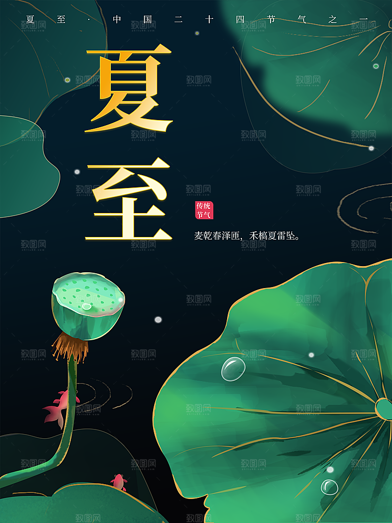 夏至节气简约大气海报