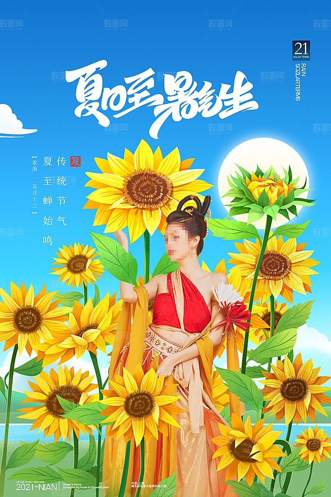 传统节气夏至海报模版