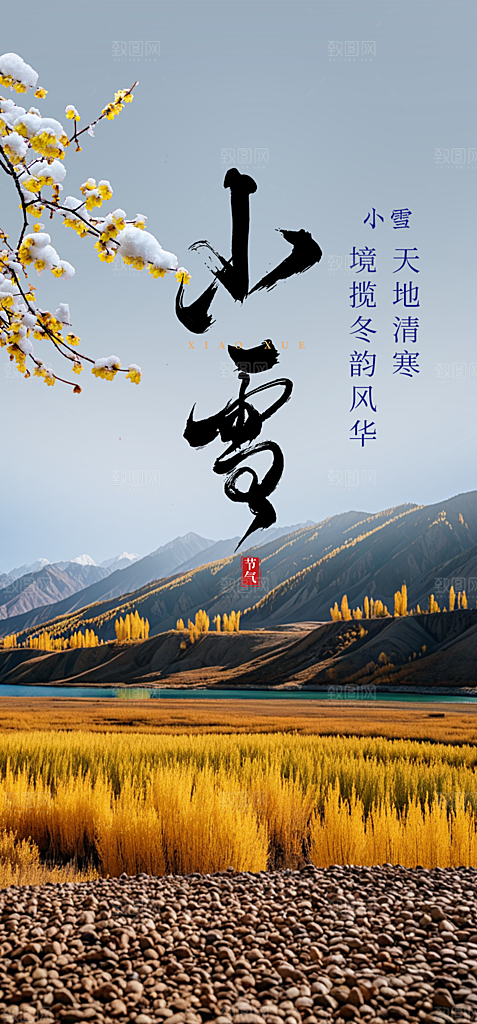 传统二十四节气小雪冬天宣传活动海报