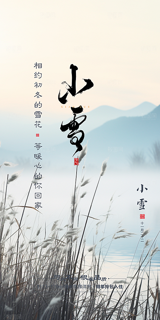 传统二十四节气小雪冬天宣传活动海报
