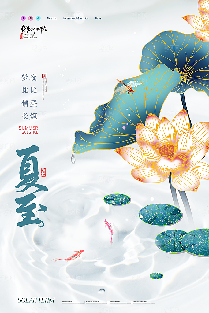 夏至节气简约大气海报