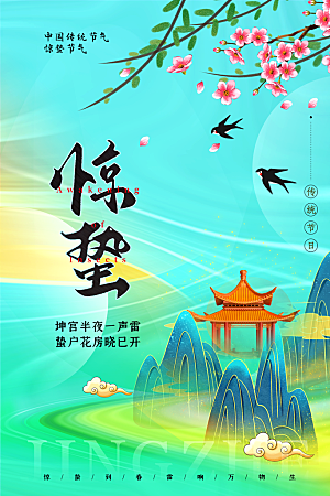 传统节气惊蛰海报模版