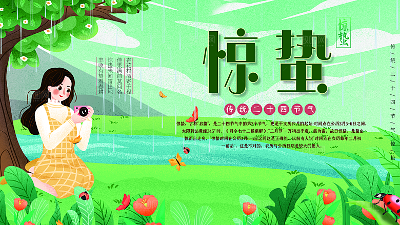 惊蛰节气简约大气海报