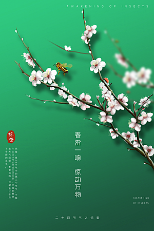 惊蛰节气简约大气海报