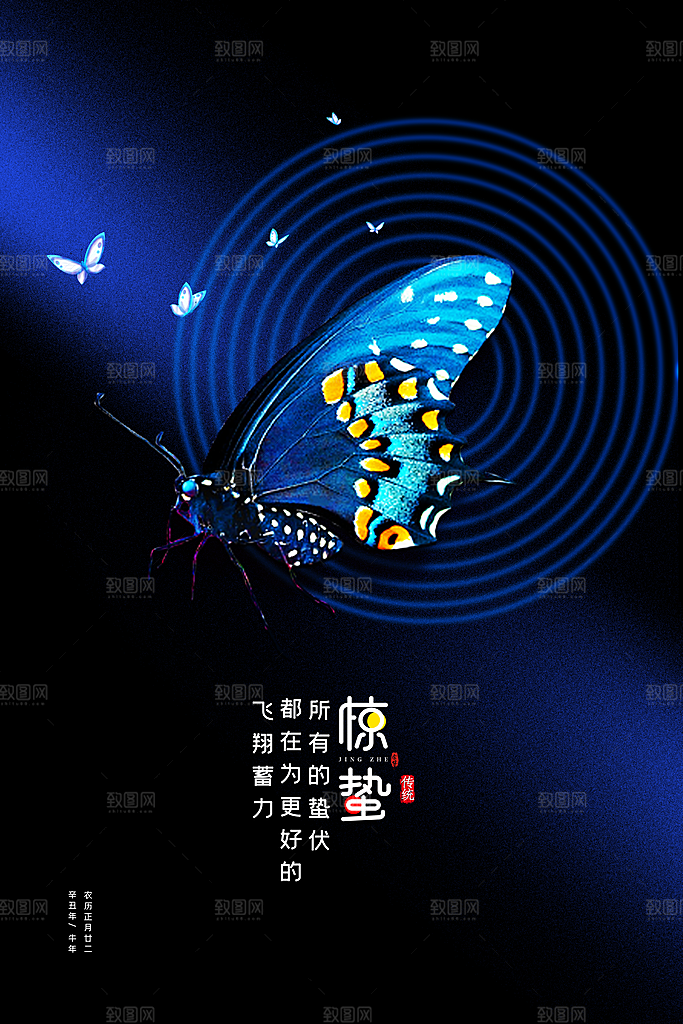 惊蛰节气简约大气海报