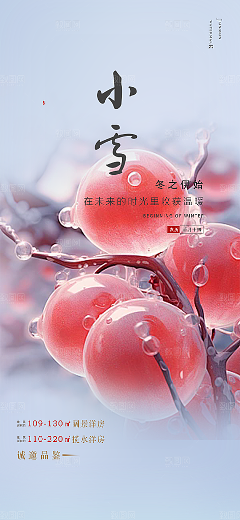 传统二十四节气小雪冬天宣传活动海报