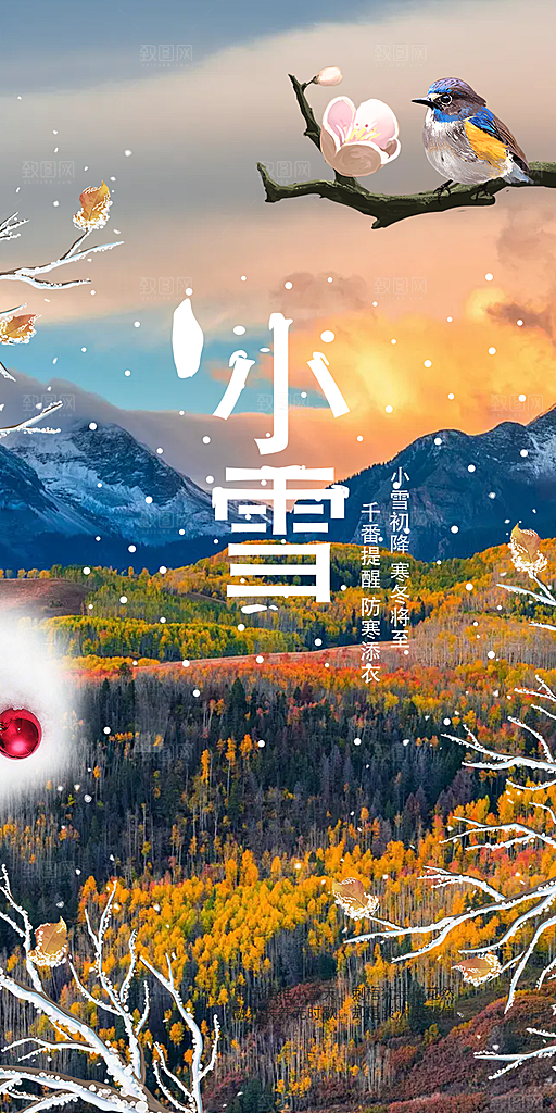传统二十四节气小雪冬天宣传活动海报