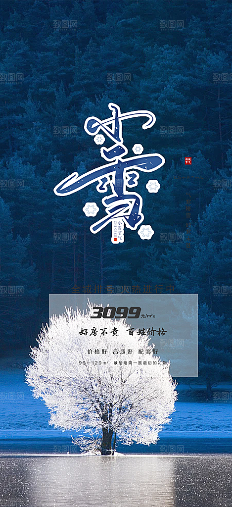 传统二十四节气小雪冬天宣传活动海报