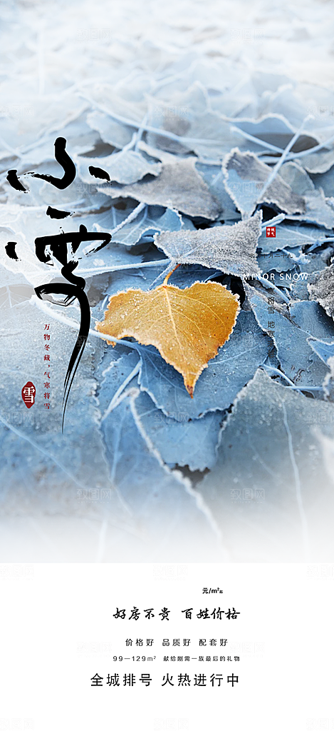 传统二十四节气小雪冬天宣传活动海报