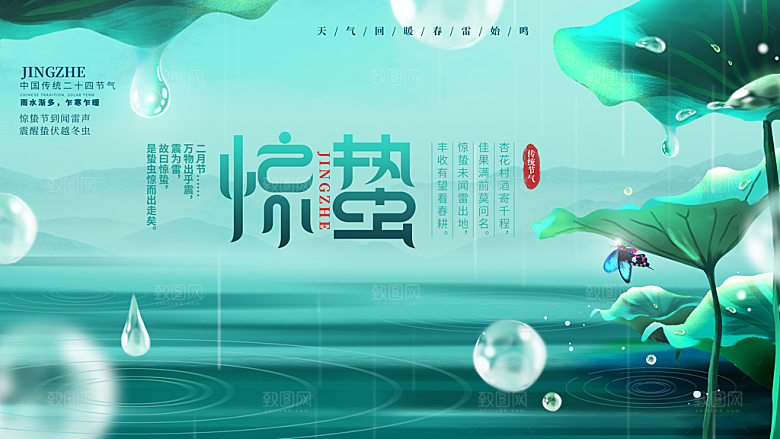 惊蛰节气简约大气海报