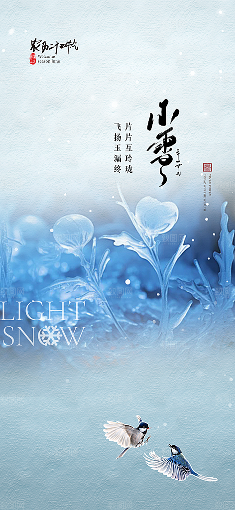 传统二十四节气小雪冬天宣传活动海报