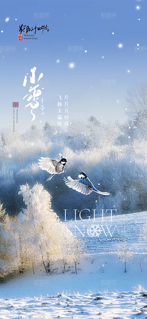 传统二十四节气小雪冬天宣传活动海报