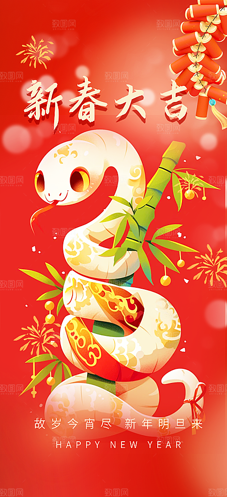 新年过年蛇年喜庆新春活动海报