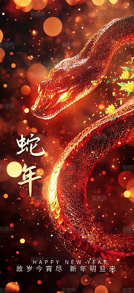 新年过年蛇年喜庆新春活动海报