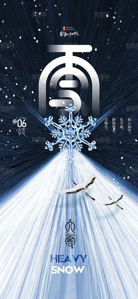 二十四节气大雪简约海报