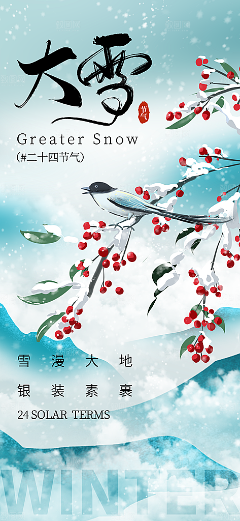 二十四节气大雪简约海报