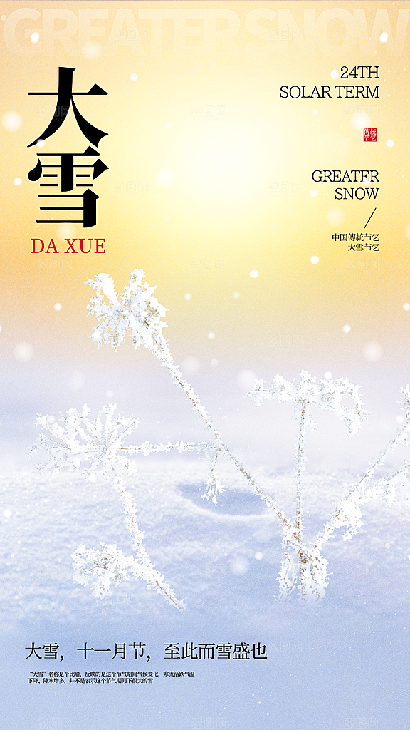 传统节气大雪简约海报
